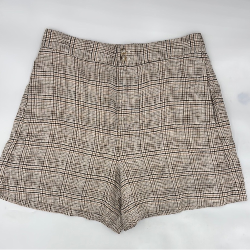 Madewell Linen Clean Shorts in Plaid Toasted Sesame